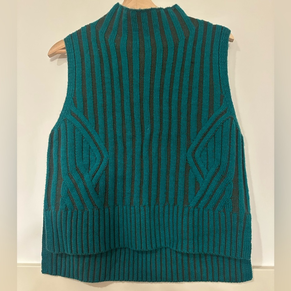Sundance Teal and Black Striped Sweater Vest